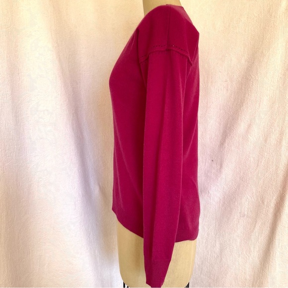 Pure cashmere 2ply Sm crewneck long sleeve dark pink - Picture 2 of 7